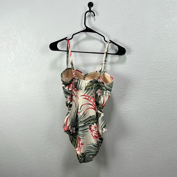 Kona Sol Women's Bandeau Pique High Coverage One Piece Swimsuit Floral Size M - Picture 6 of 8